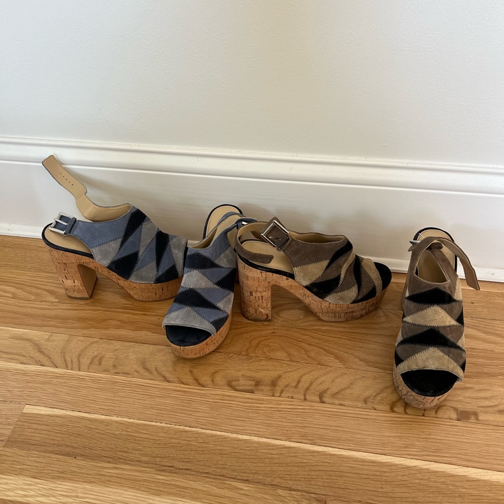 Wedged mule heels suede